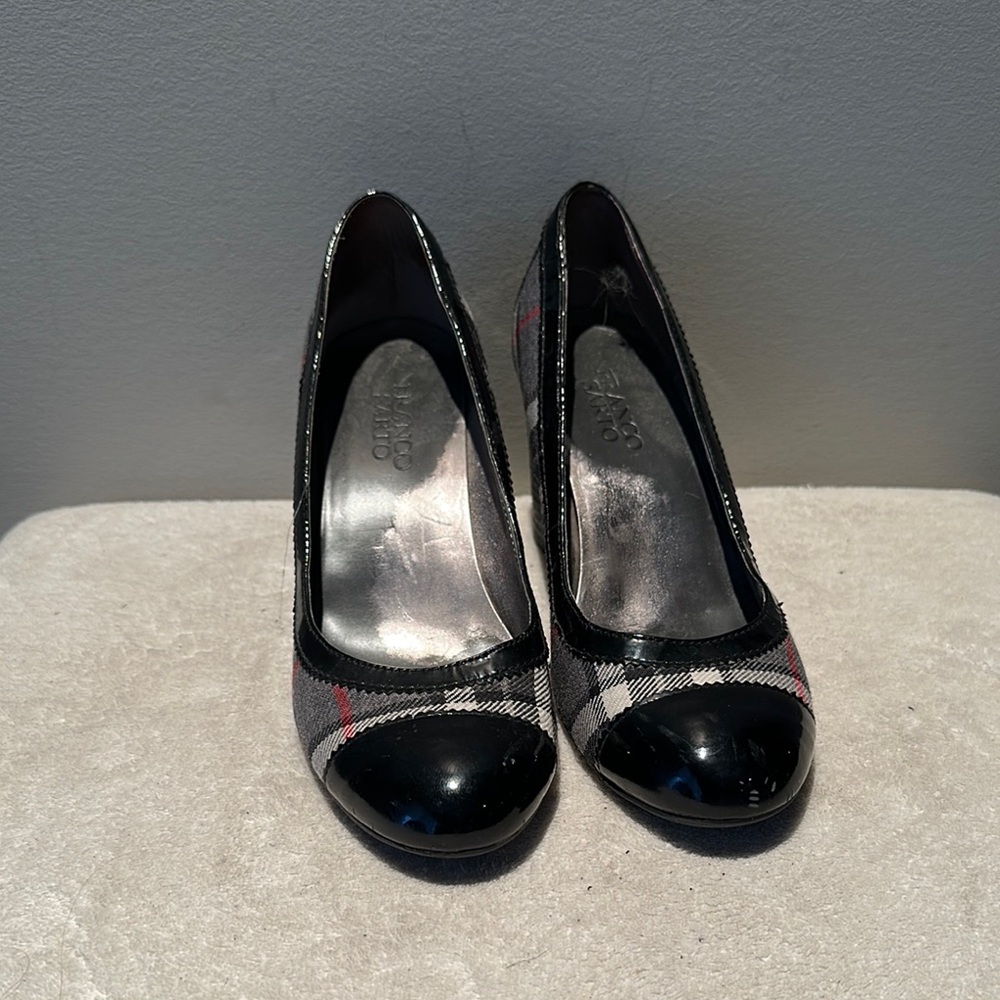 Franco Sarto Black and Gray Stiletto Heels